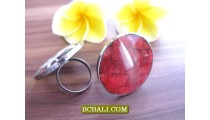 Exotic Designs Red Coral Shells Rings Handmade